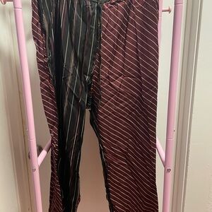 Anthropologie Two-Tone Striped Pants in Burgundy and Black